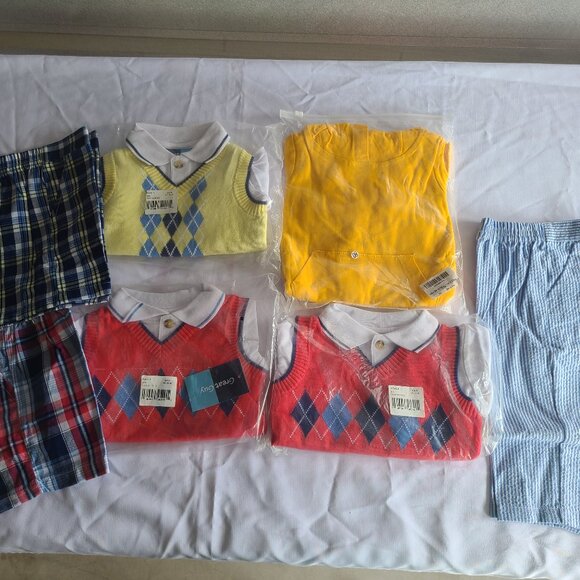 Baby Boy Clothes, 12M, Lot of 12pcs, NWT – 4 Pant Sets - Picture 1 of 3